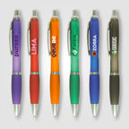 Branded Jewel Tone Ballpoint Pen with Coloured Grip