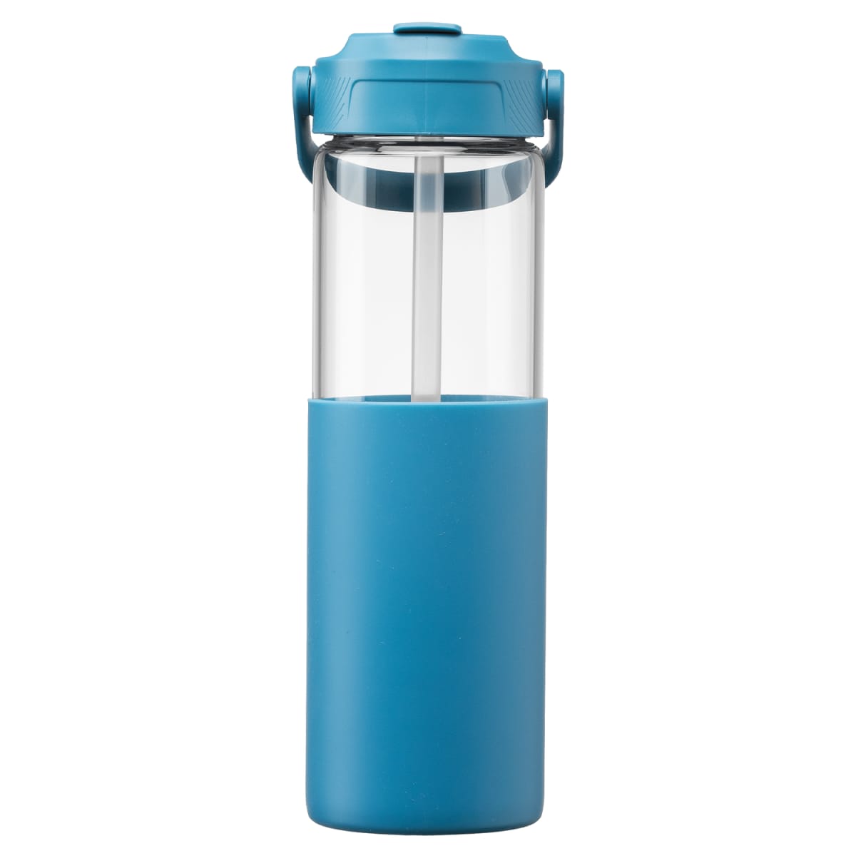 Branded 650 ml Glass Straw Bottle with Silicone Sleeve