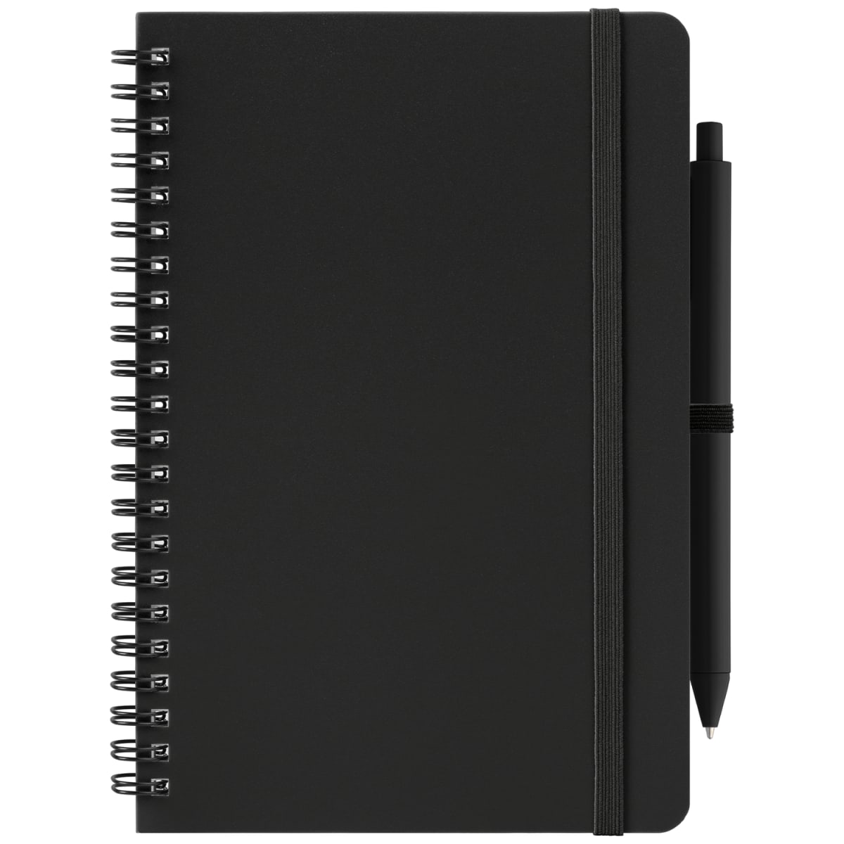 Branded A5 Repreve Recycled Spiral Notebook with Pen in Black