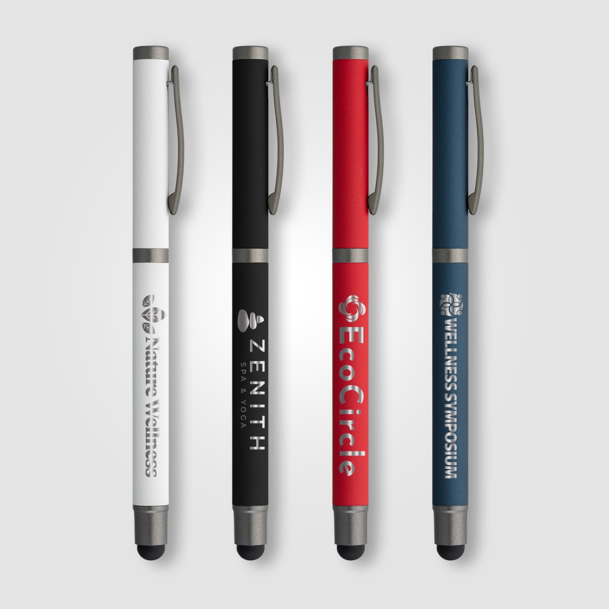 Branded Gunmetal Recycled Aluminium Stylus Gel Pen