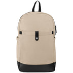 Branded Recycled Cotton Canvas Laptop Backpack in Dune