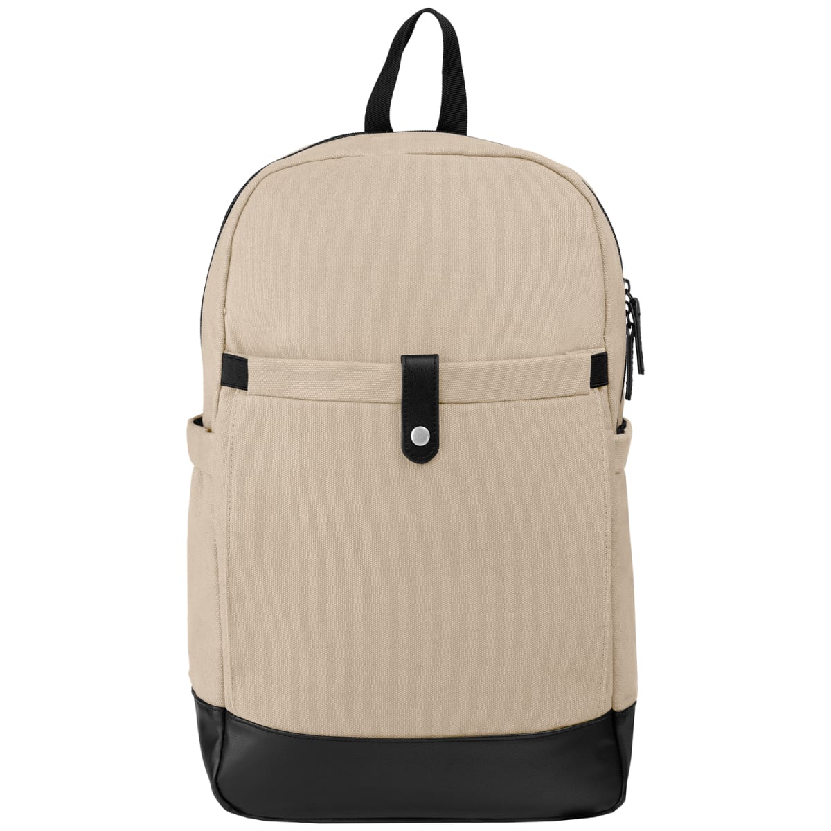 Branded Recycled Cotton Canvas Laptop Backpack in Dune