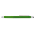 Branded Retractable Gel Pen with Stylus and Chrome Trim in Green