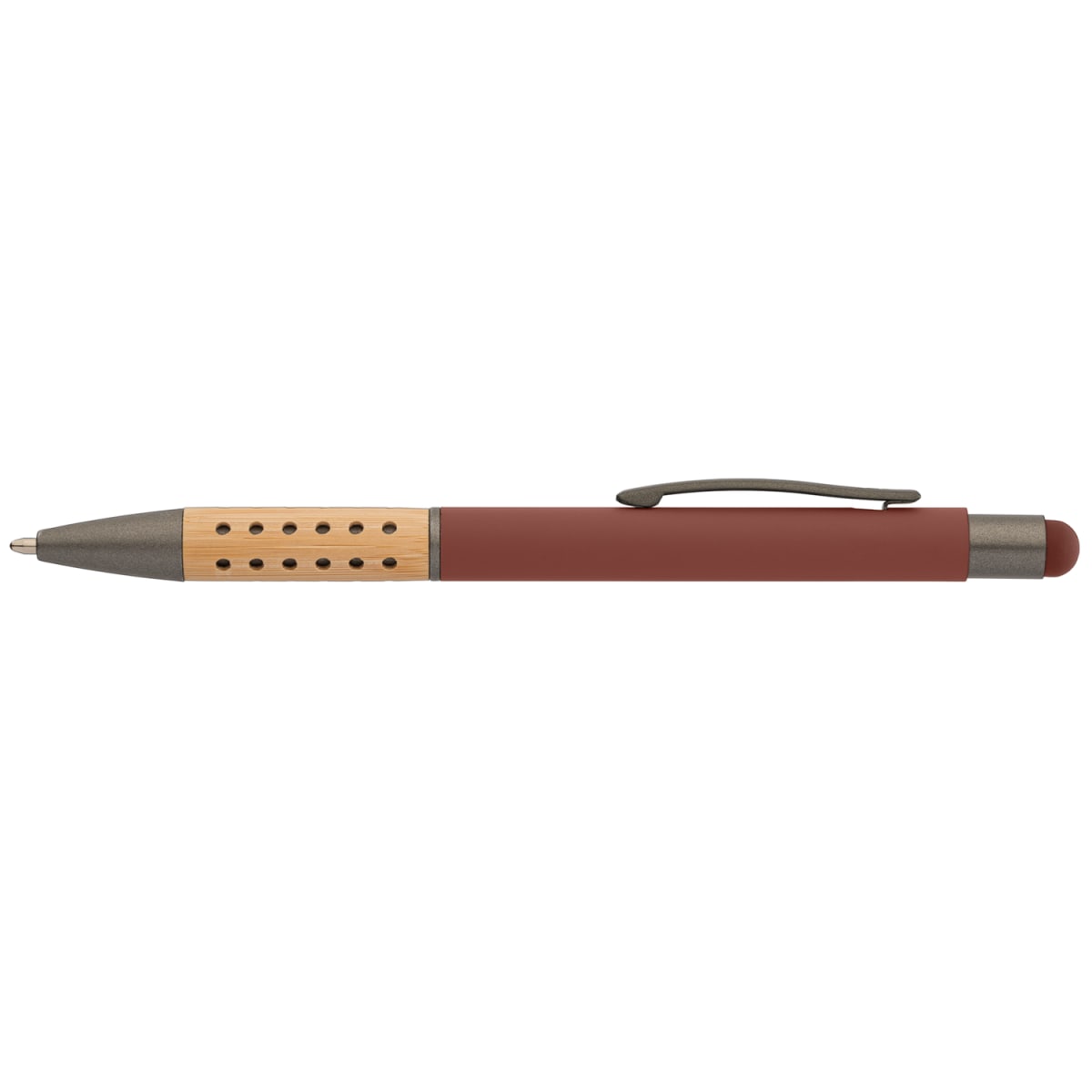 Branded Bamboo Grip Metal Pen with Stylus