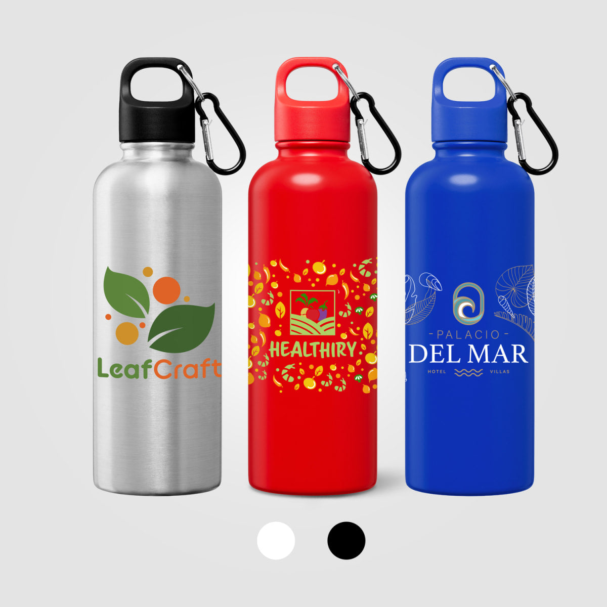 Branded Recycled Steel Water Bottle with Carabiner 750ml