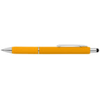 Branded Retractable Gel Pen with Stylus and Chrome Trim in Yellow