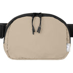 Branded Recycled Nylon Zip Waist Bag with Carabiner in Dune
