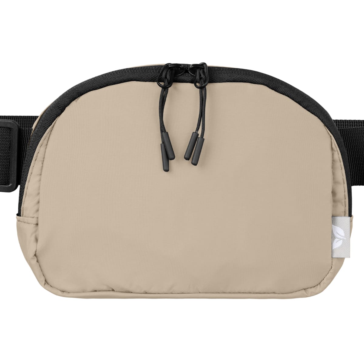 Branded Recycled Nylon Zip Waist Bag with Carabiner in Dune
