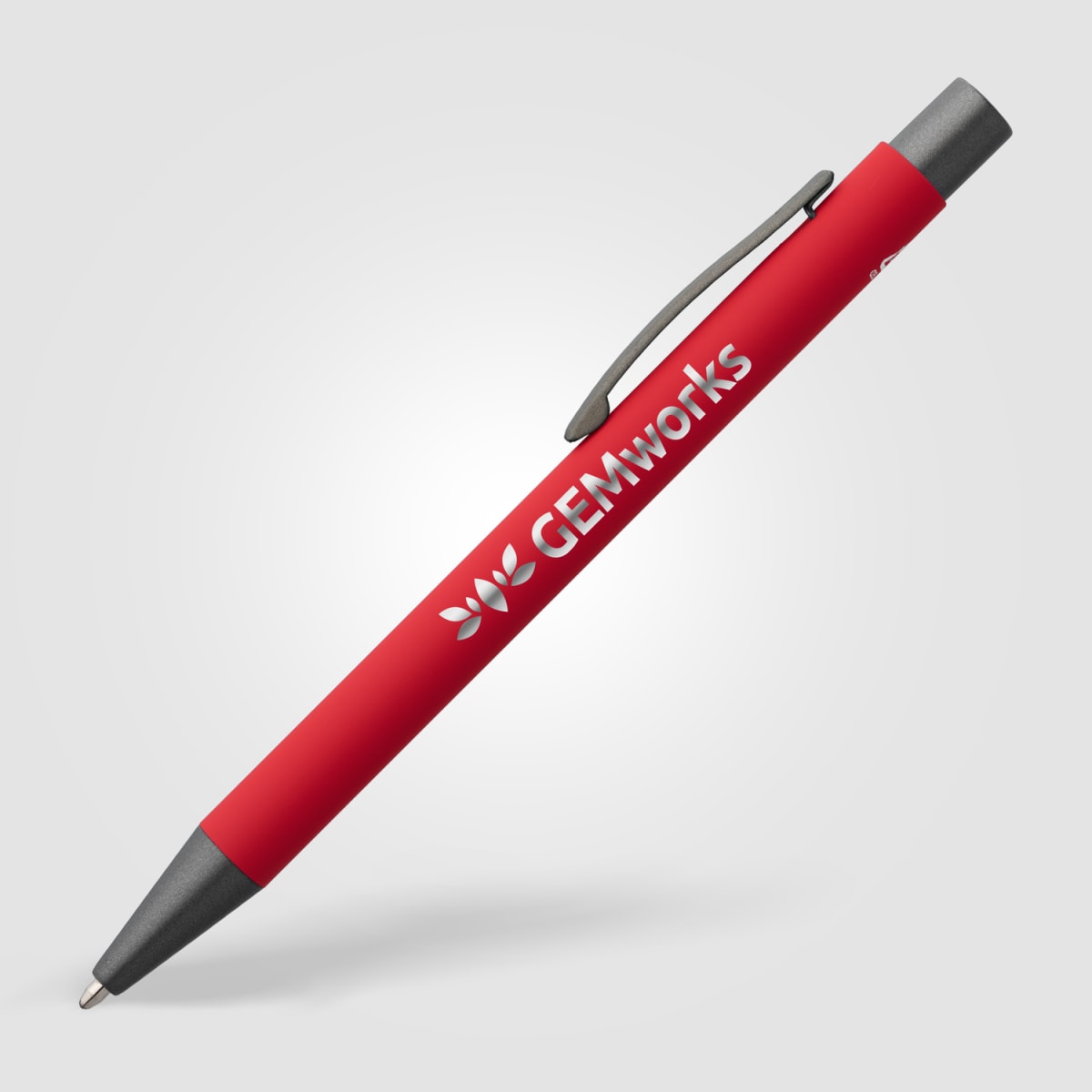 Branded Recycled Aluminium Soft-Touch Ballpoint Pen in Red