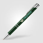 Branded Recycled Aluminium Retractable Pen with Chrome Trim in Forest Green