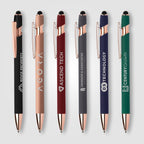 Branded Rose Gold Trim Metal Pen with Stylus