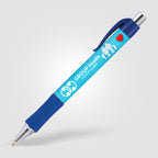 Branded Wide Body Retractable Pen with Chrome Accents in Navy Blue