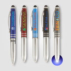 Branded Anodised Metal Pen with LED Light and Stylus