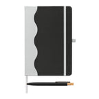 Branded Recycled Wave Pattern Journal and Pen Set in Black