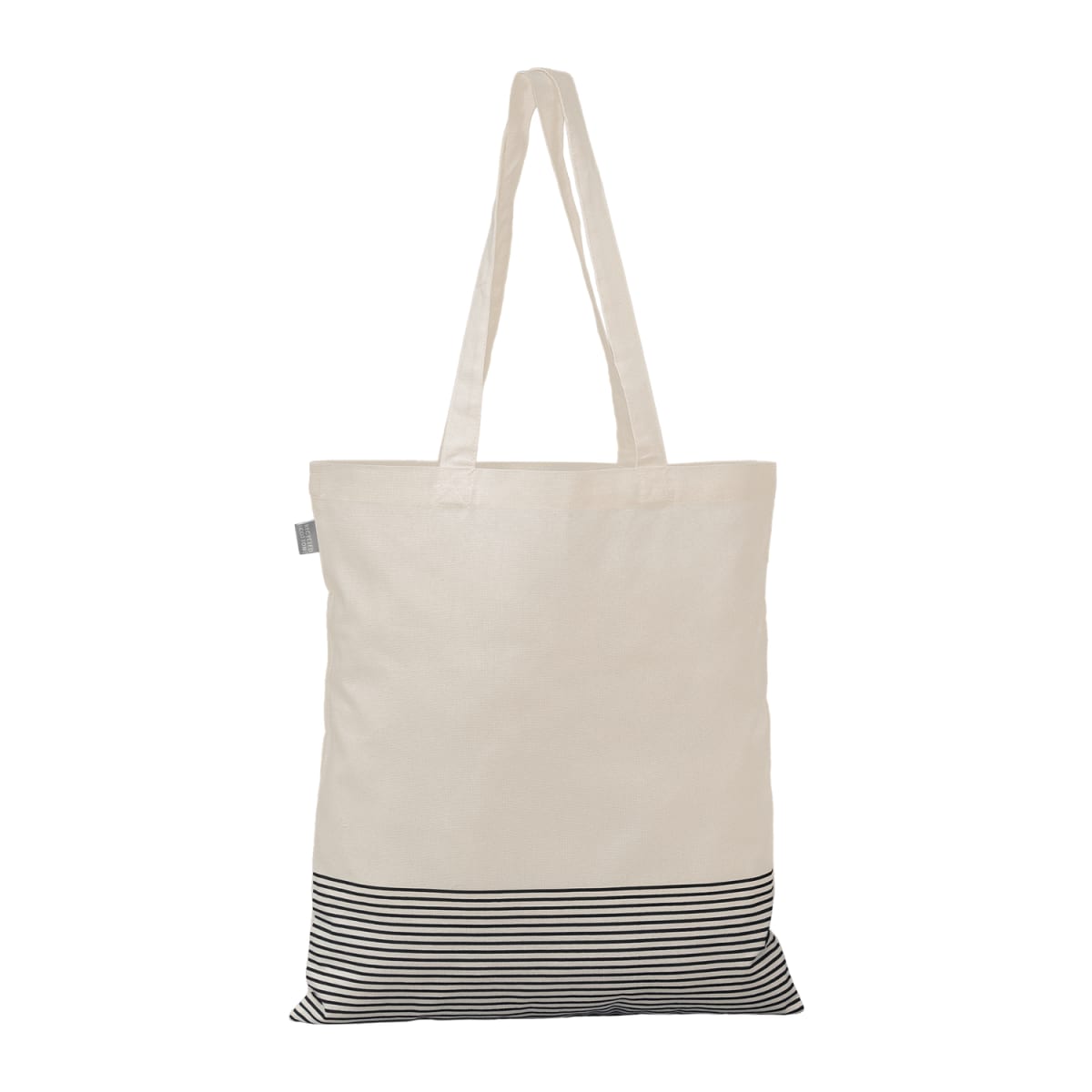 Branded Recycled Cotton Micro Stripe Tote Bag in Black