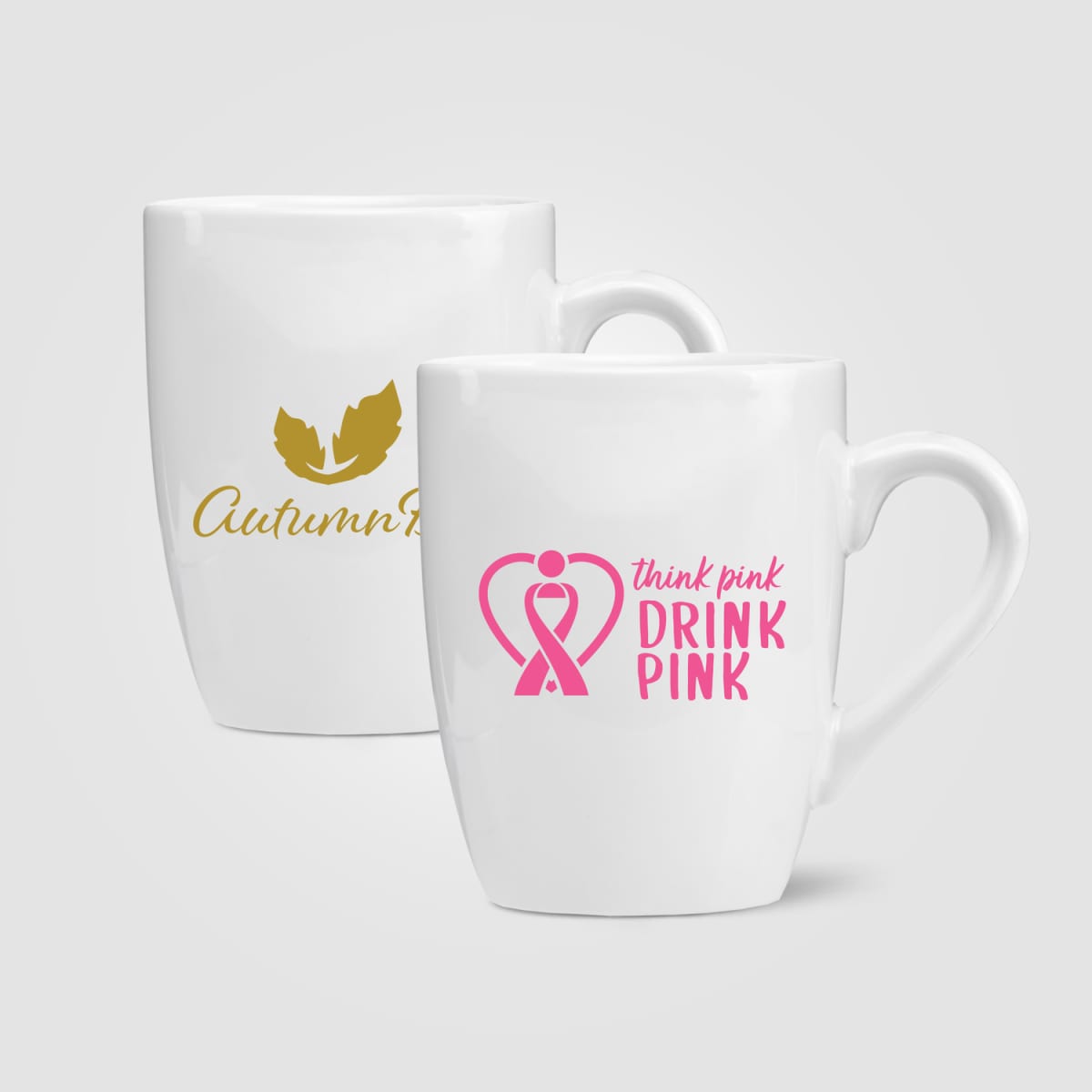 Branded White Ceramic Mug with Large Handle 415 ml