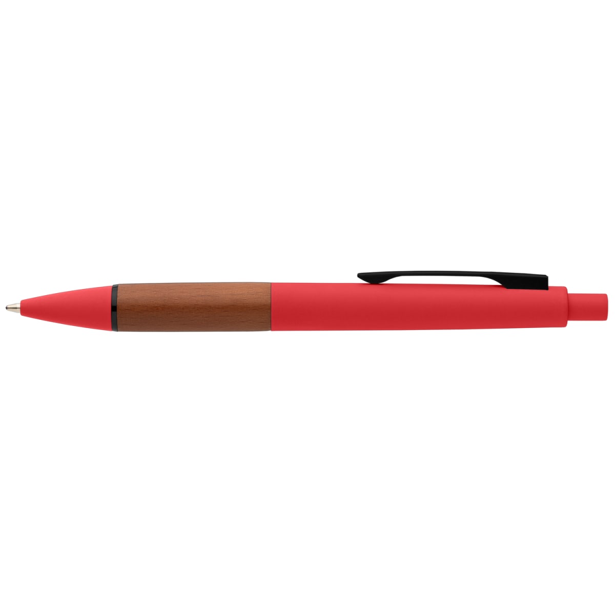 Branded Recycled Plastic Pen with FSC Wood Grip in Red