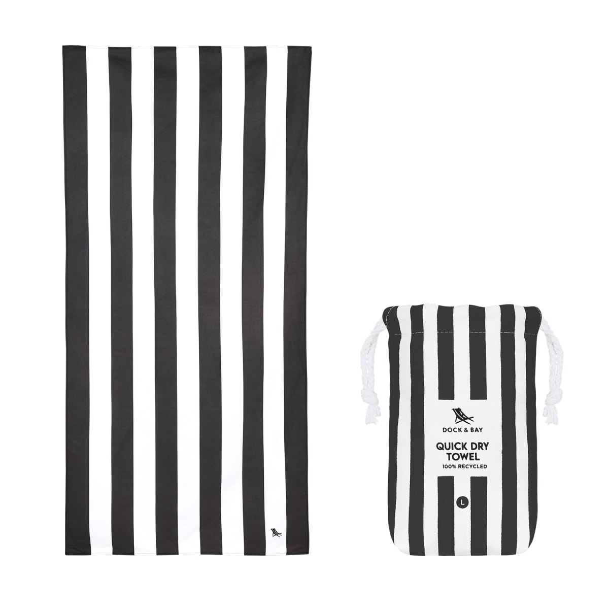 Branded Recycled Plastic Quick Dry Towel in Black
