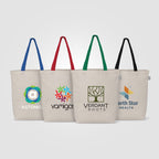 Branded Recycled Cotton Tote Bag with Coloured Handles