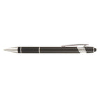 Branded Matte Metal Stylus Pen with Textured Grip in Black