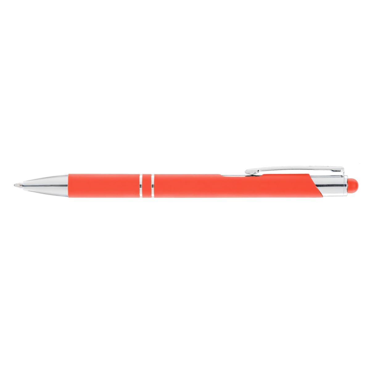 Branded Soft-Touch Metal Pen with Top Stylus in Orange