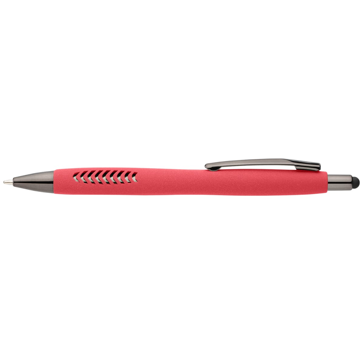 Branded Recycled Plastic Stone Finish Stylus Pen in Red