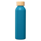 Branded Recycled Steel Water Bottle with Bamboo Lid - 590ml in Teal