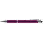 Branded Anodised Aluminium Pen with Top Stylus in Purple