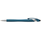 Branded Recycled Plastic Metallic Stylus Pen with Chrome Trim in Navy Blue