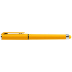 Branded Soft Touch Gel Pen with Matching Stylus in Yellow