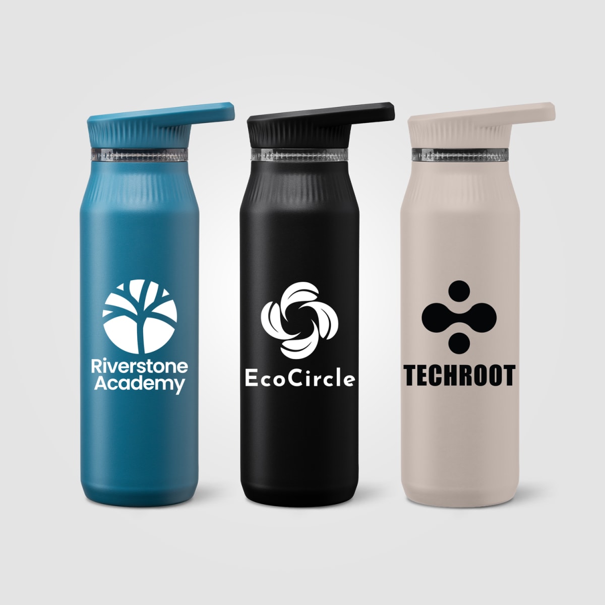 Branded Insulated Recycled Steel Bottle with Handle Lid 750 ml
