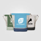 Branded Recycled Mesh Drawstring Bag with Zip Compartment
