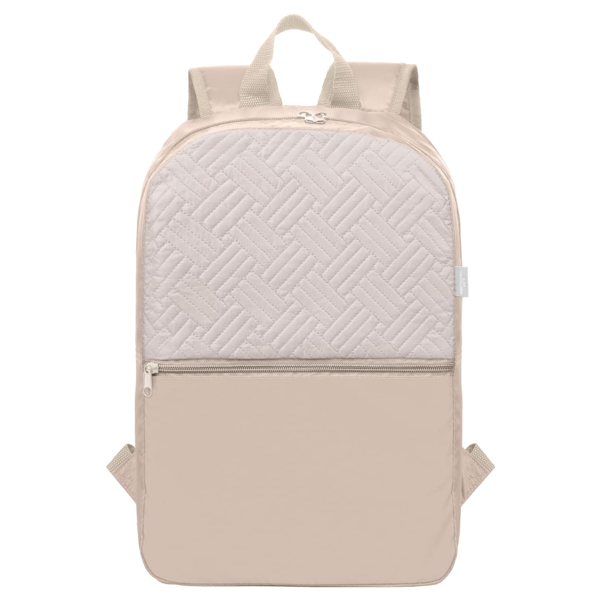 Branded Recycled Polyester Quilted Backpack in Dune