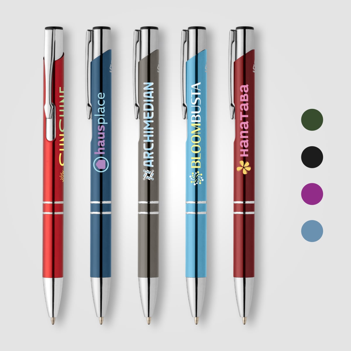 Branded Recycled Aluminium Retractable Pen with Chrome Trim