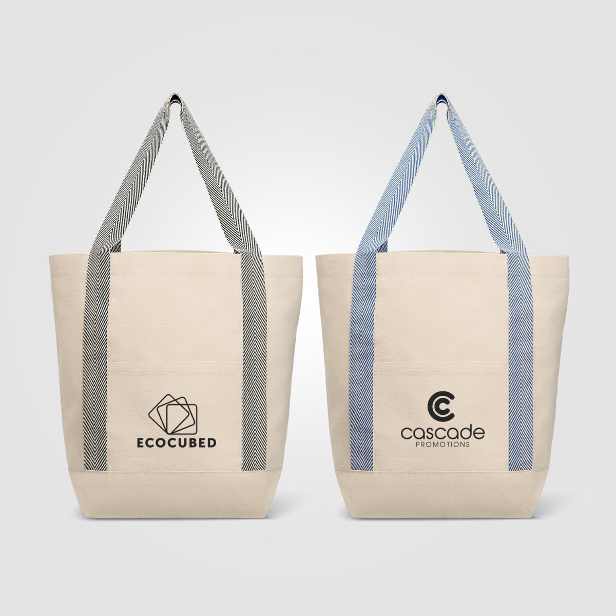 Branded Recycled Cotton Canvas Tote with Front Pocket