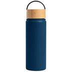 Branded 530ml Insulated Stainless Steel Bottle with Bamboo Lid in Black