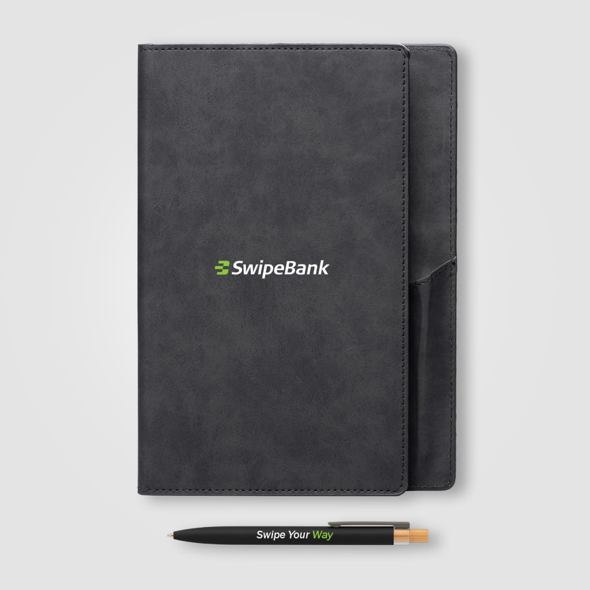 Branded Refillable Suede-Feel PU Journal Set with Pen