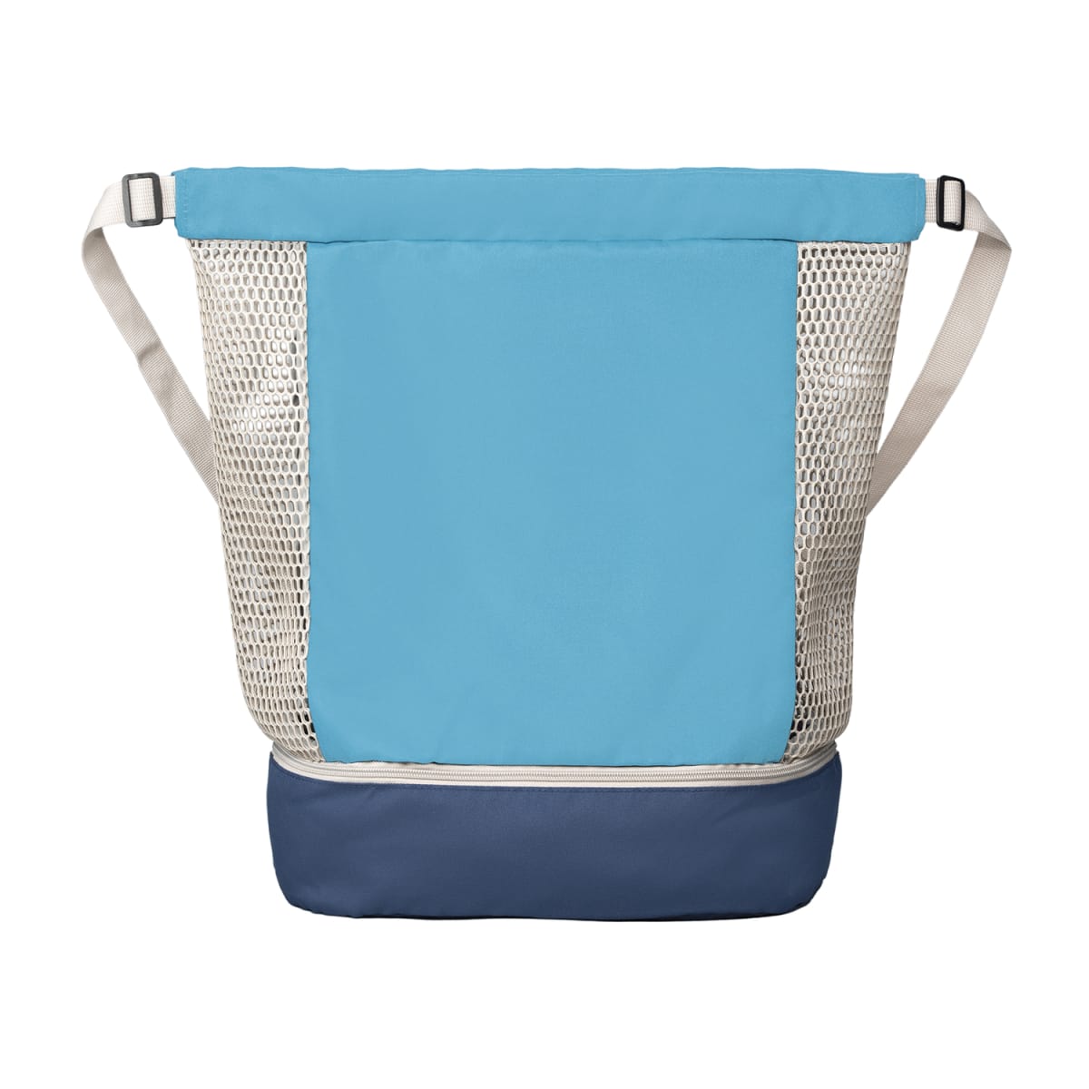 Branded Recycled Mesh Drawstring Bag with Zip Compartment