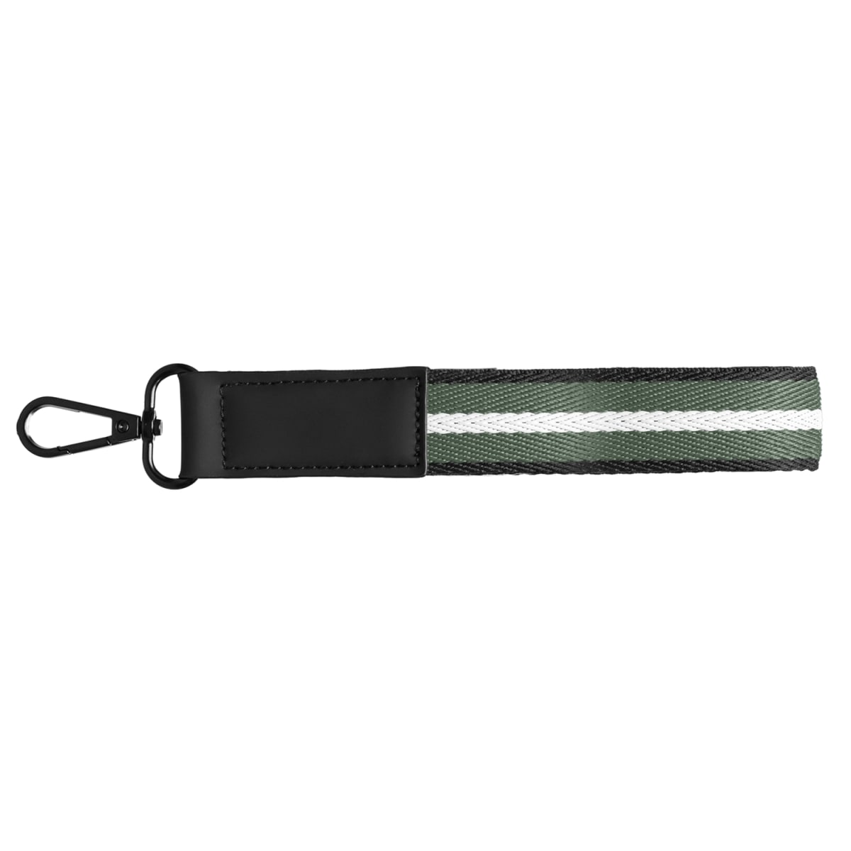 Branded rPET Woven Wrist Strap Keyring with Snap Trigger in Forest Green