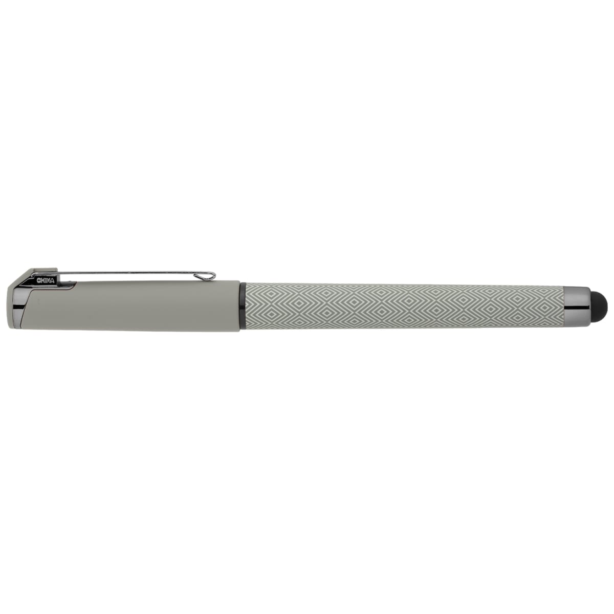 Branded Gunmetal Trim Plastic Stylus Pen in Gray