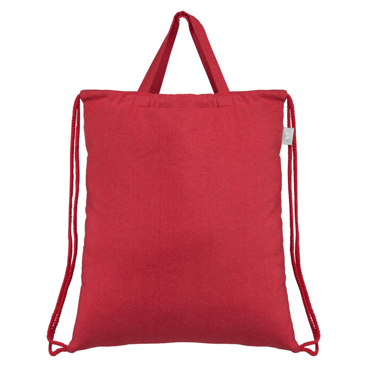 Branded Recycled Cotton Drawstring Bag with Top Handles in Red