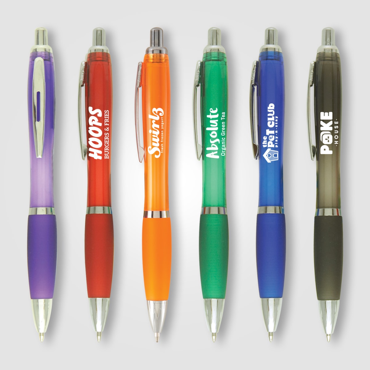 Branded Jewel Tone Ballpoint Pen with Coloured Grip