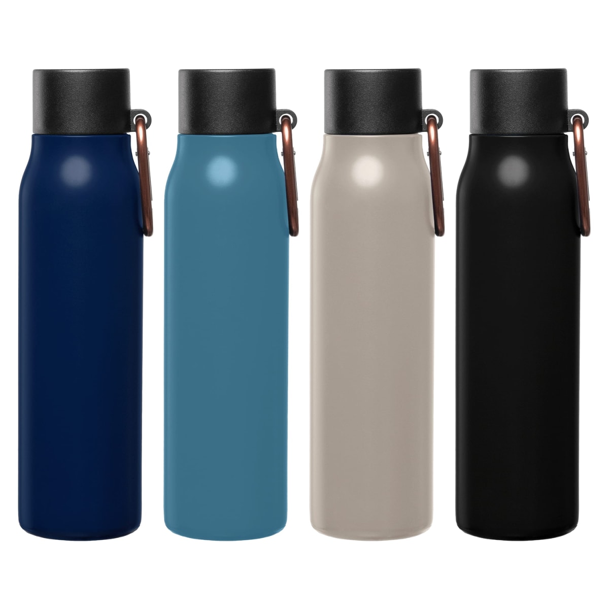 Branded Recycled Steel Vacuum Bottle with Carabiner - 550ml