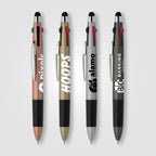 Branded Four-Colour Multi-Ink Pen with Stylus
