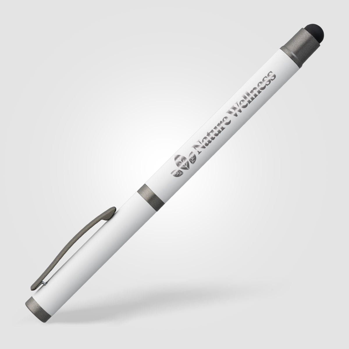 Branded Gunmetal Recycled Aluminium Stylus Gel Pen