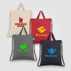 Branded Recycled Cotton Drawstring Bag with Top Handles