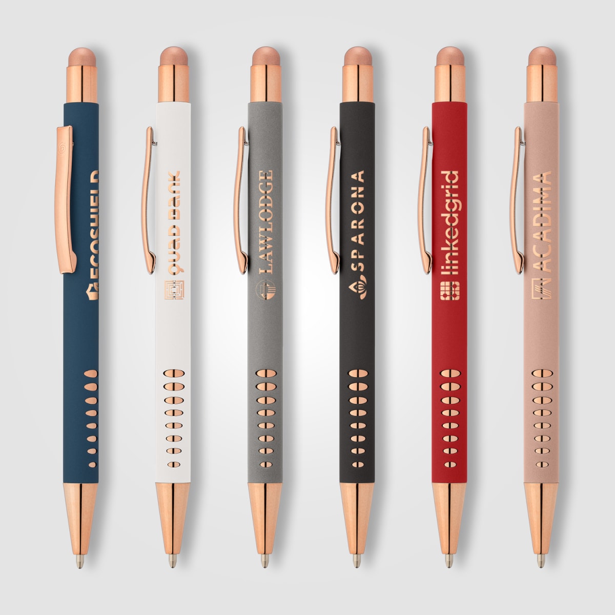 Branded Rose Gold Aluminium Stylus Pen with Cutouts