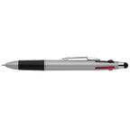Branded Four-Colour Multi-Ink Pen with Stylus in Silver