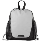 Branded Recycled Pocketed Drawstring Bag in Light Gray