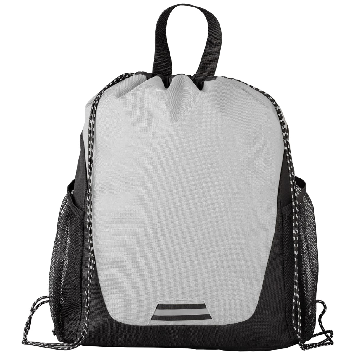 Branded Recycled Pocketed Drawstring Bag in Light Gray